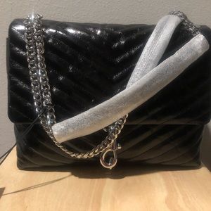 Black leather handbag